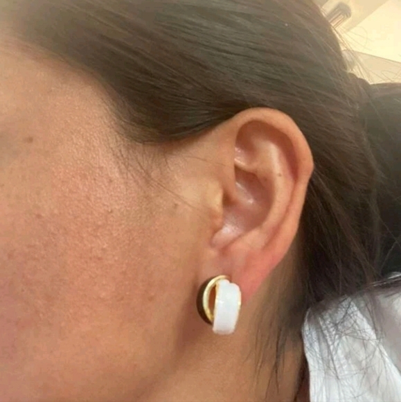 Gold  earrings black white retro minimalist small stud dainty new 💖 2/$30 - Picture 4 of 15